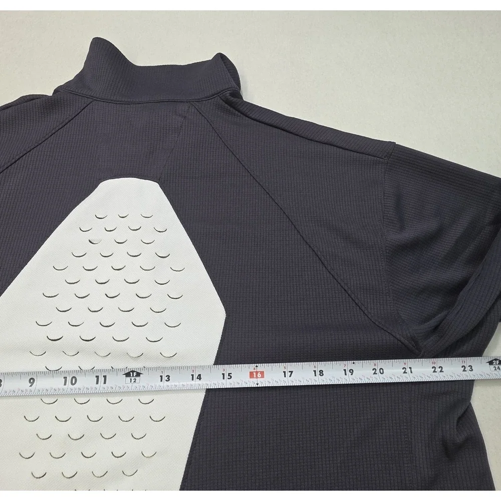 Vintage Nike Golf Polo Shirt‎ Mens XL FISH SCALES BACK VENT Gray White  1/4 Zip